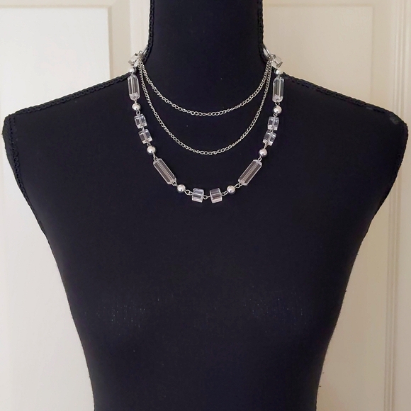 NWOT. Multiple Shapes/Materials Chained Necklace. - Picture 1 of 3